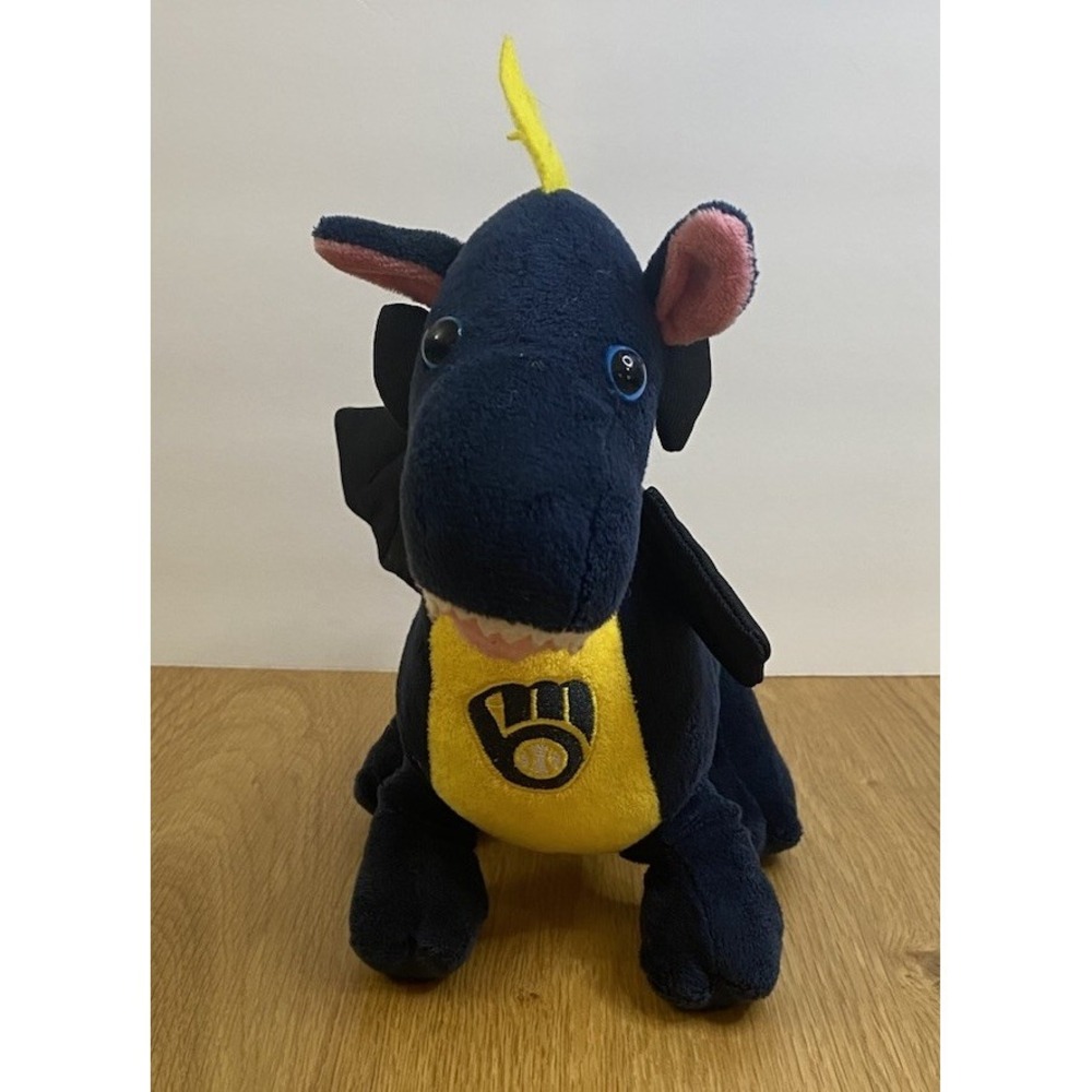 Milwaukee Brewers Dragon 10"Plush Baseball Navy Blue Soft Toy Foco Genuine Merch